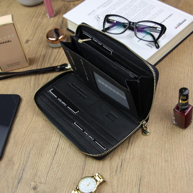 Barebag Gregorio luxusní černá dámská kožená peněženka v dárkové krabičce
