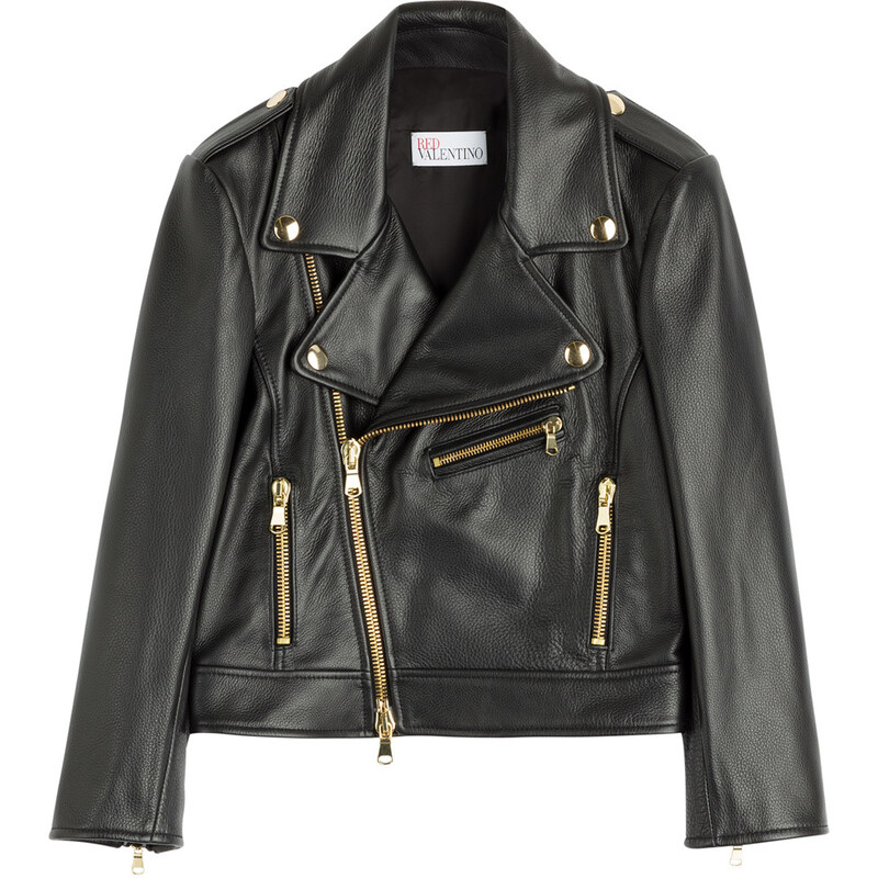 RED Valentino Cropped Leather Biker Jacket