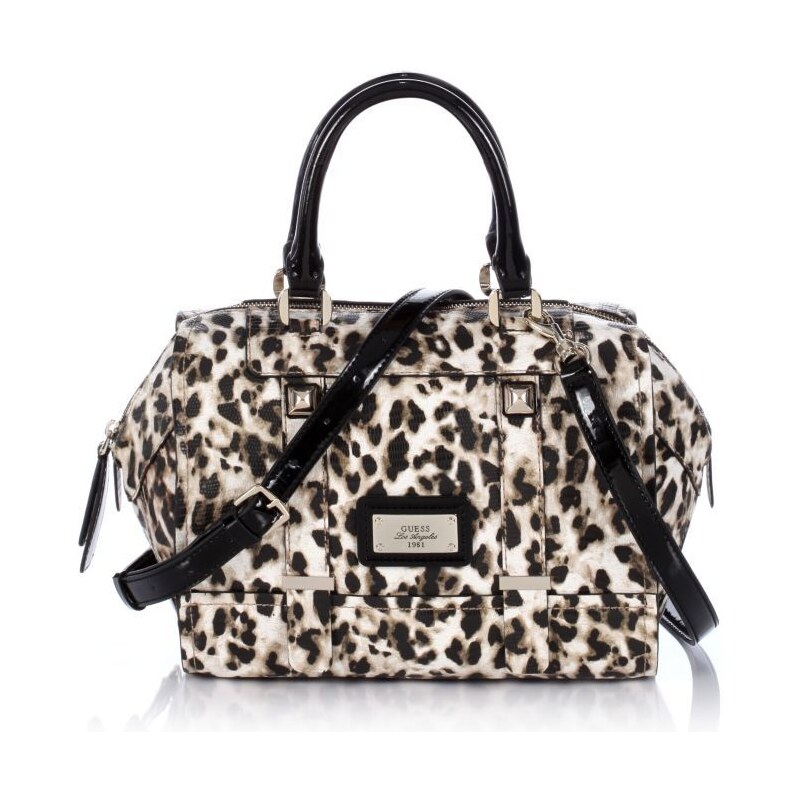 Guess Jizelle Leopard Box Satchel Bag