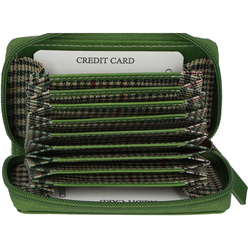 Hladké kožené pouzdro na kreditní karty zelené - Tomas Veeze zelená