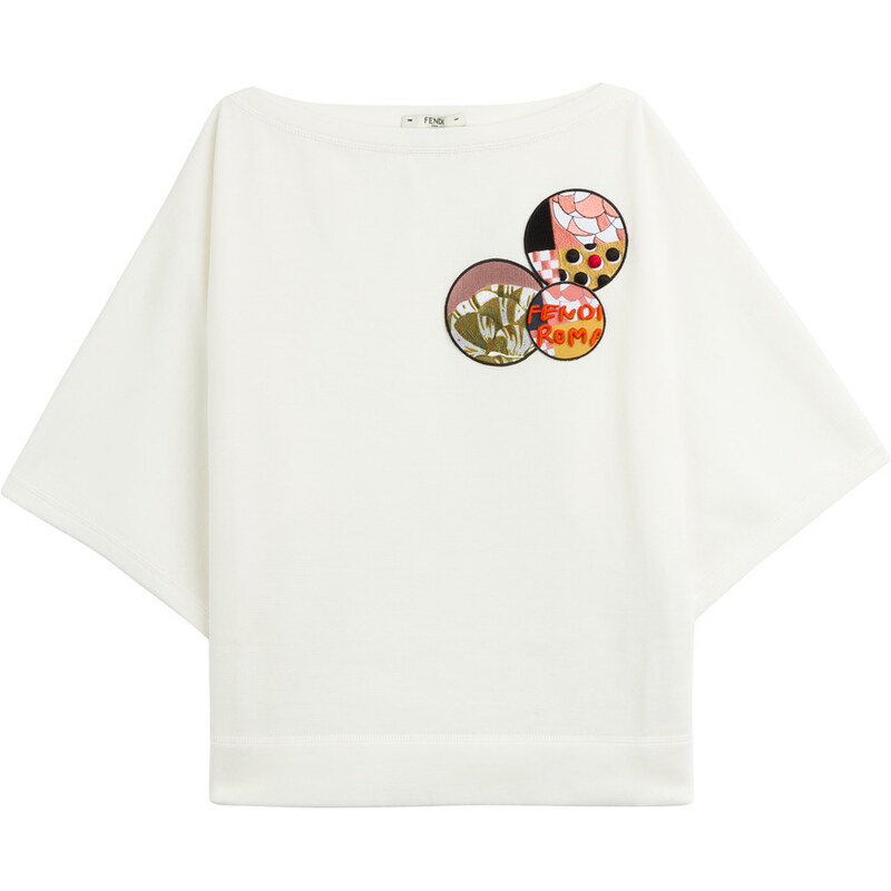 Fendi Cotton Top with Embroidered Badge Detail