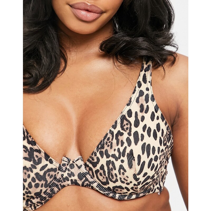 ASOS DESIGN fuller bust mix and match rib step front underwired bikini 100032532