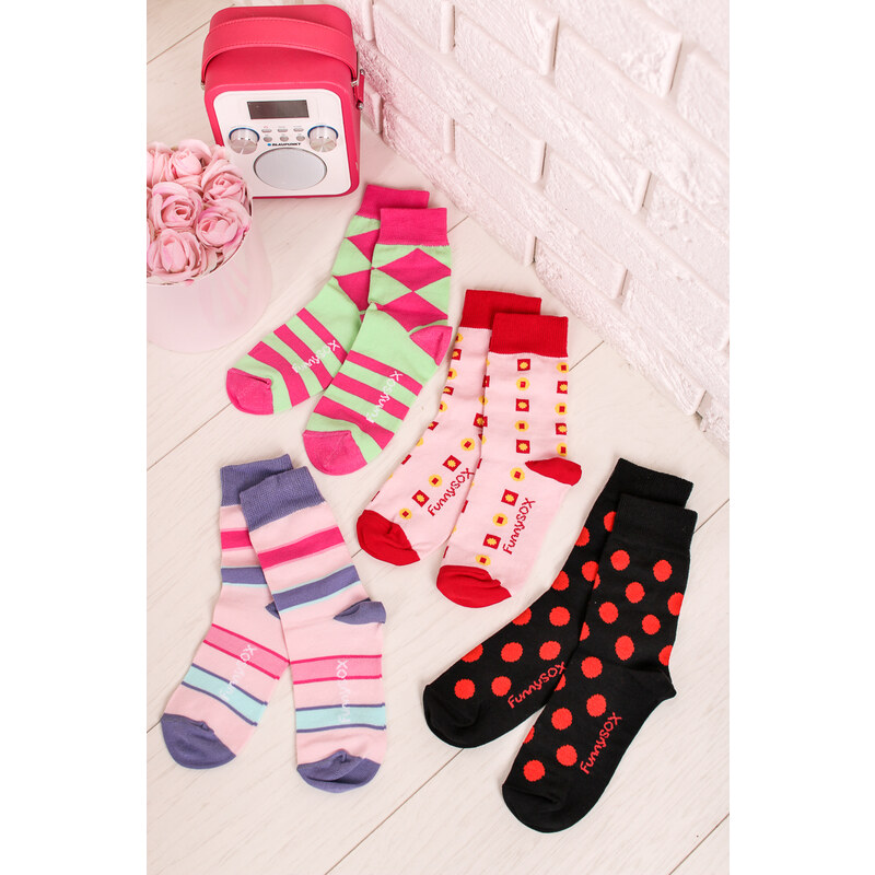 Funny SOX Dámské vícebarevné ponožky Box - dárkové balení