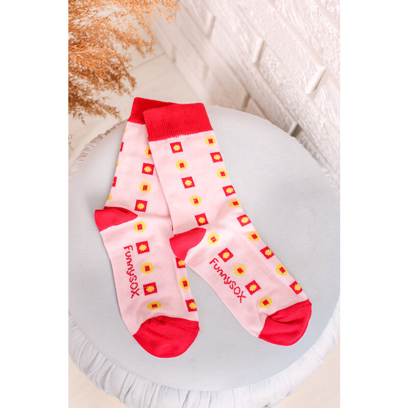Funny SOX Dámske ružovo-červené ponožky Letný Sen