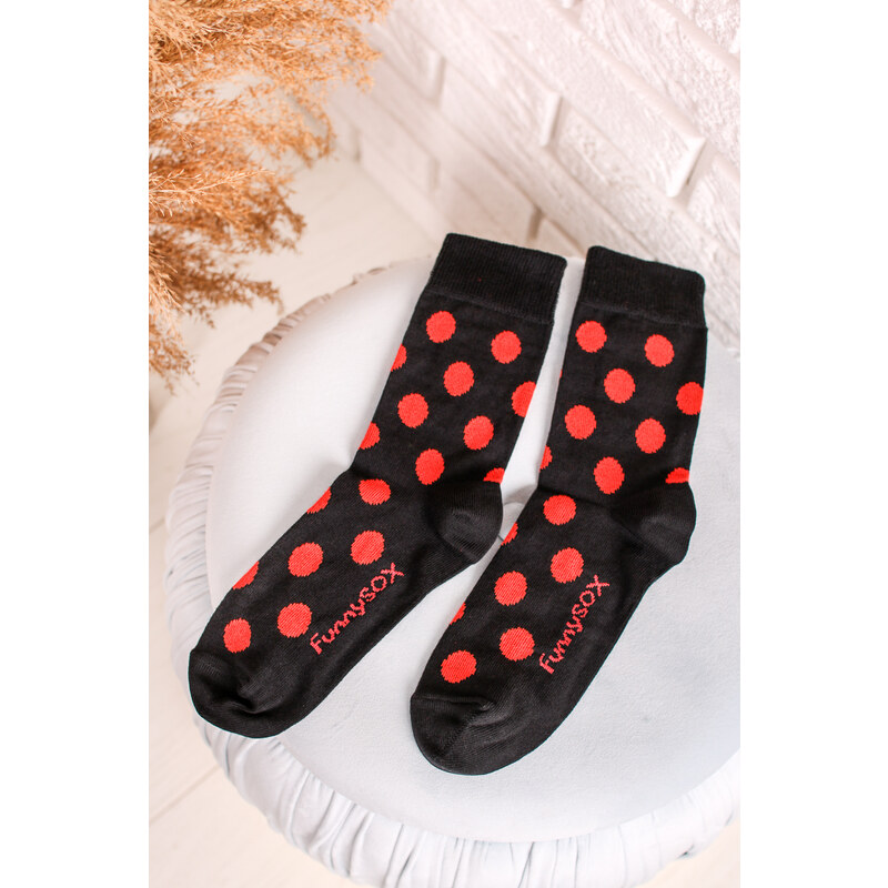 Funny SOX Dámské černo-červené ponožky RossoNero
