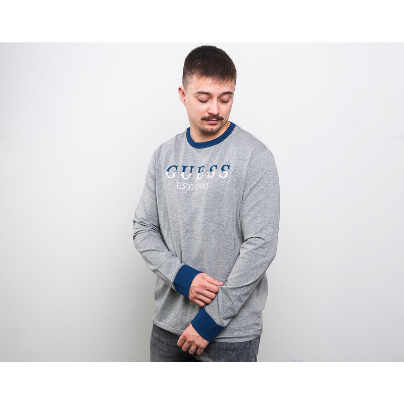 Triko Guess Herbert CN LS Tee Stone Heather Grey SHGY