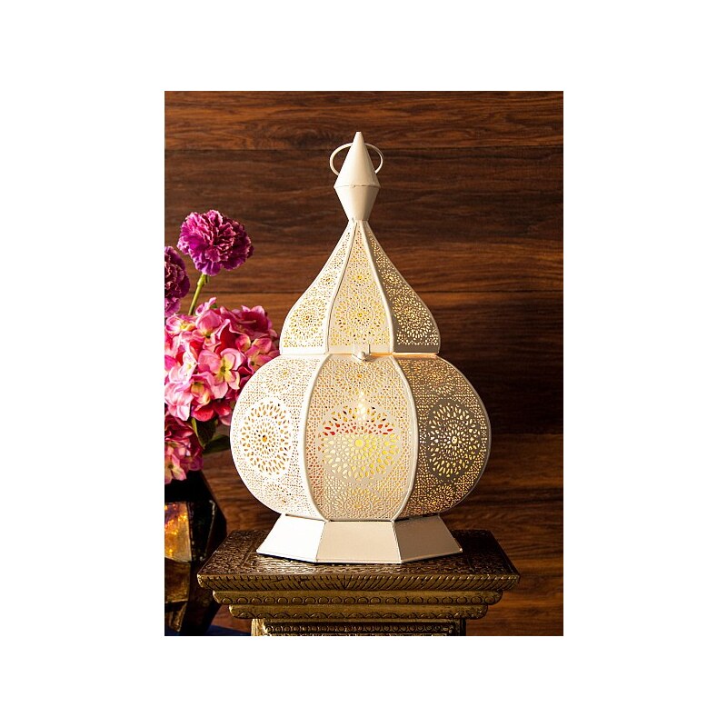 Nefertitis Svícen kovový orientální Čarovná lucerna na velké svíčky - cca 29 x 39 cm