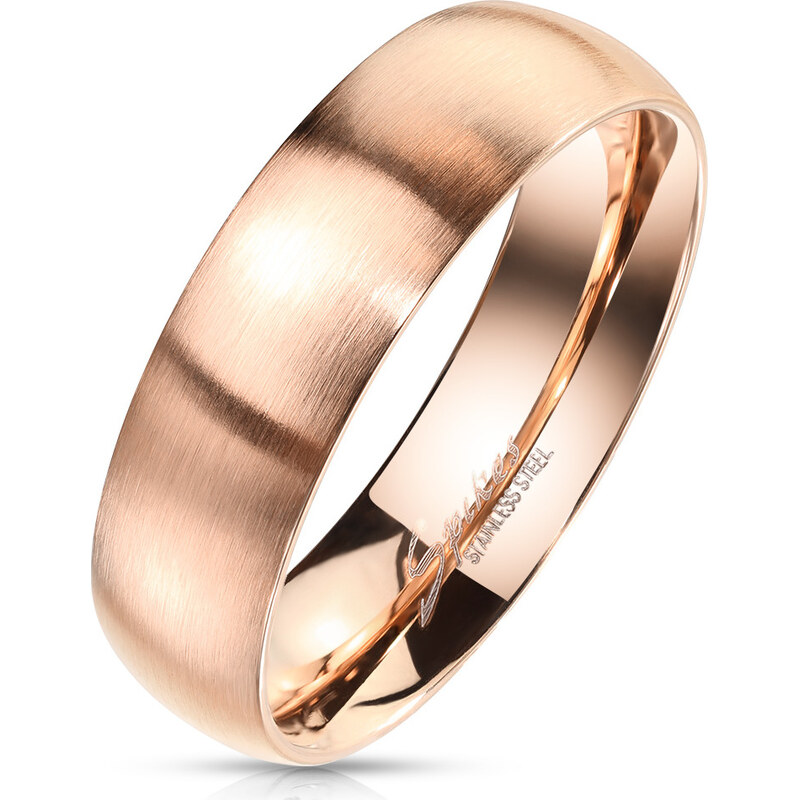 Atreya Personalizovaný šperk Ocelový rosegold prsten s matným povrchem 114903341