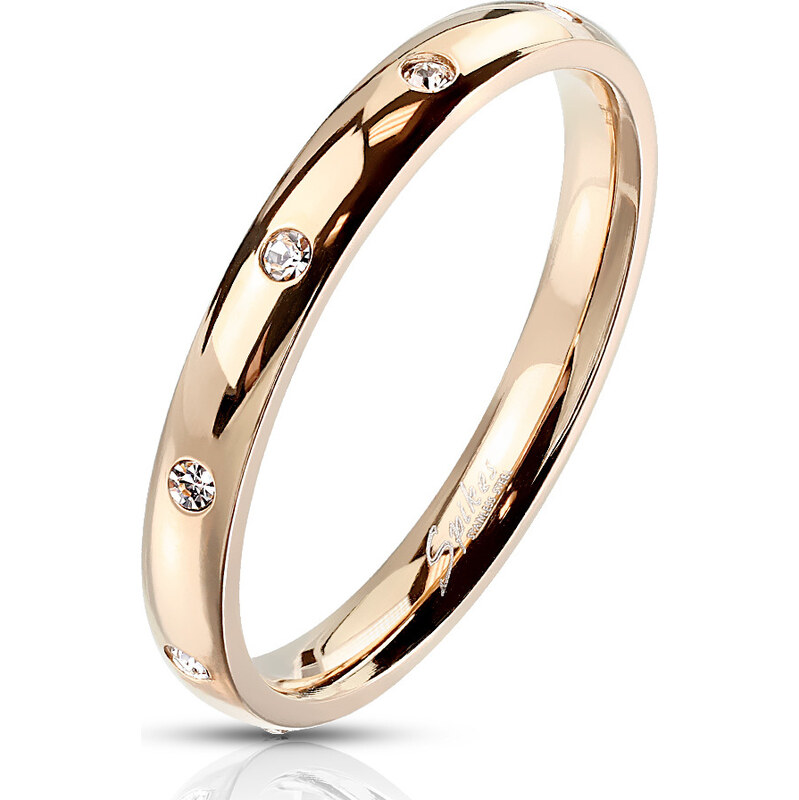 Atreya Personalizovaný šperk Ocelový rosegold prsten s 10 čirými 115076977