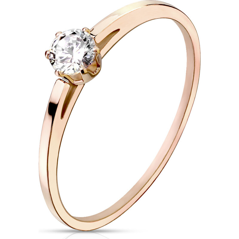 Atreya Personalizovaný šperk Ocelový rosegold prsten s čirým zirkonem 115034984