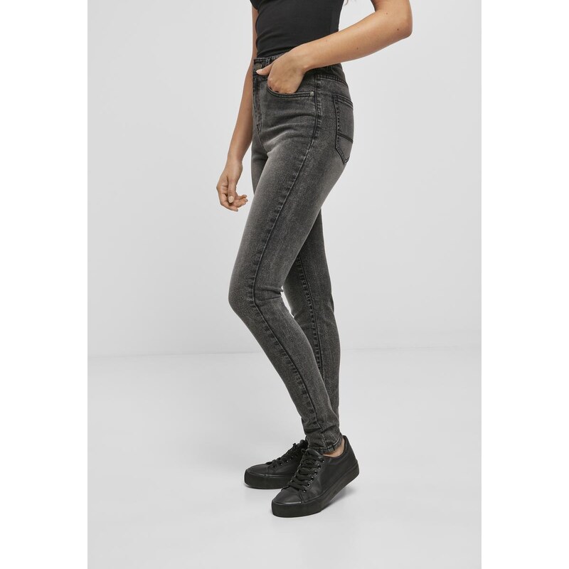 UC Ladies Dámské Skinny Jeans s vysokým pasem - černé