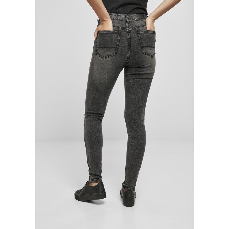UC Ladies Dámské Skinny Jeans s vysokým pasem - černé