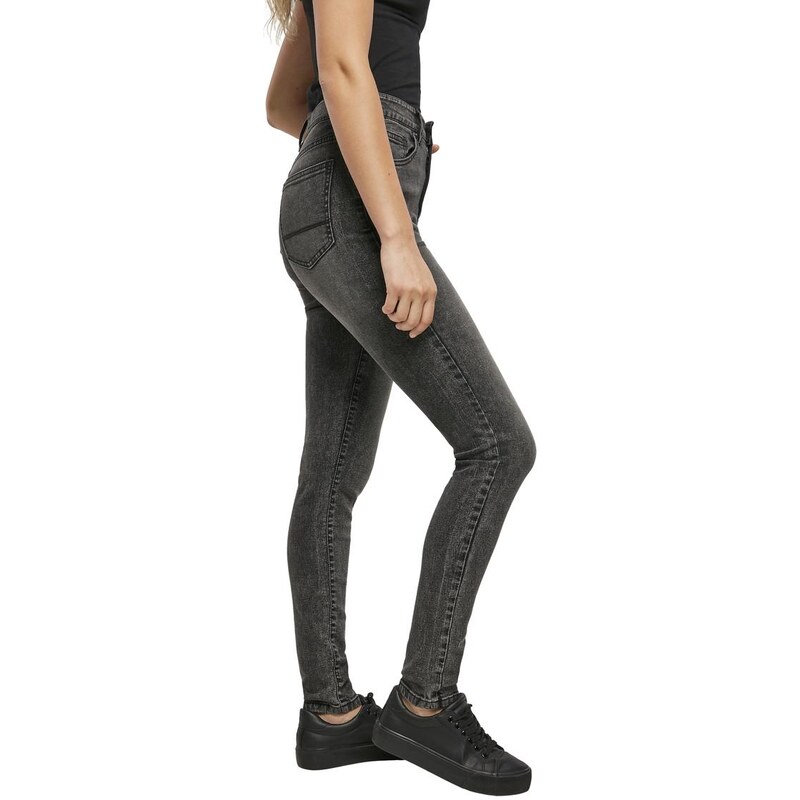 UC Ladies Dámské Skinny Jeans s vysokým pasem - černé