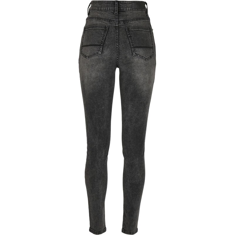 UC Ladies Dámské Skinny Jeans s vysokým pasem - černé