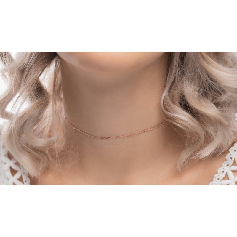 OLIVIE CHOKER ROSE kuličkový stříbrný řetízek 4599