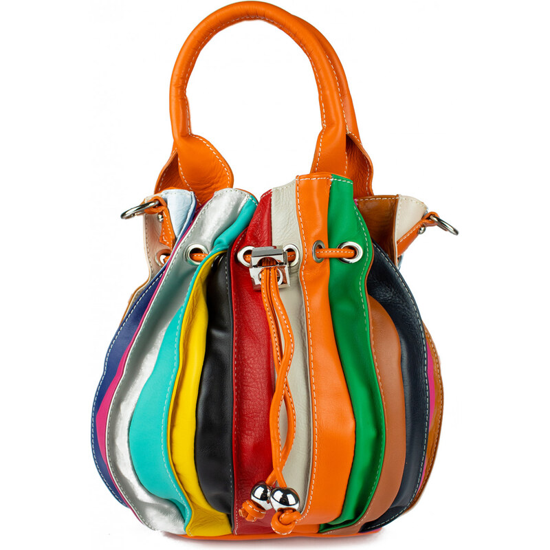 GIOSTRA Italská kožená kabelka Elisa Multicolor Oranžová