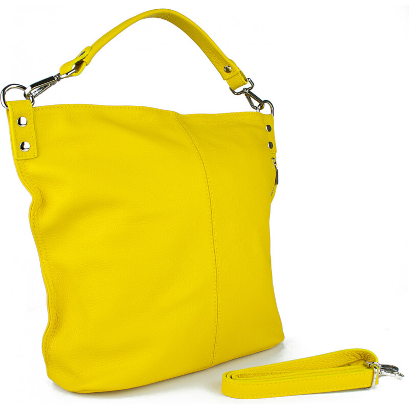 GIOSTRA Italská kožená kabelka Alessia Žlutá citronová