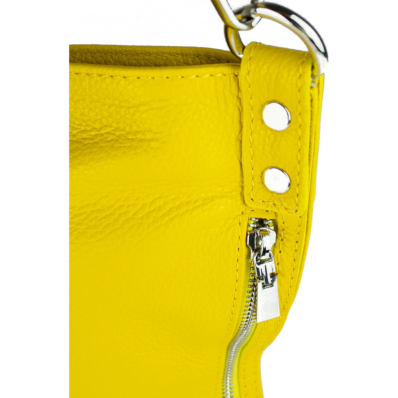 GIOSTRA Italská kožená kabelka Alessia Žlutá citronová