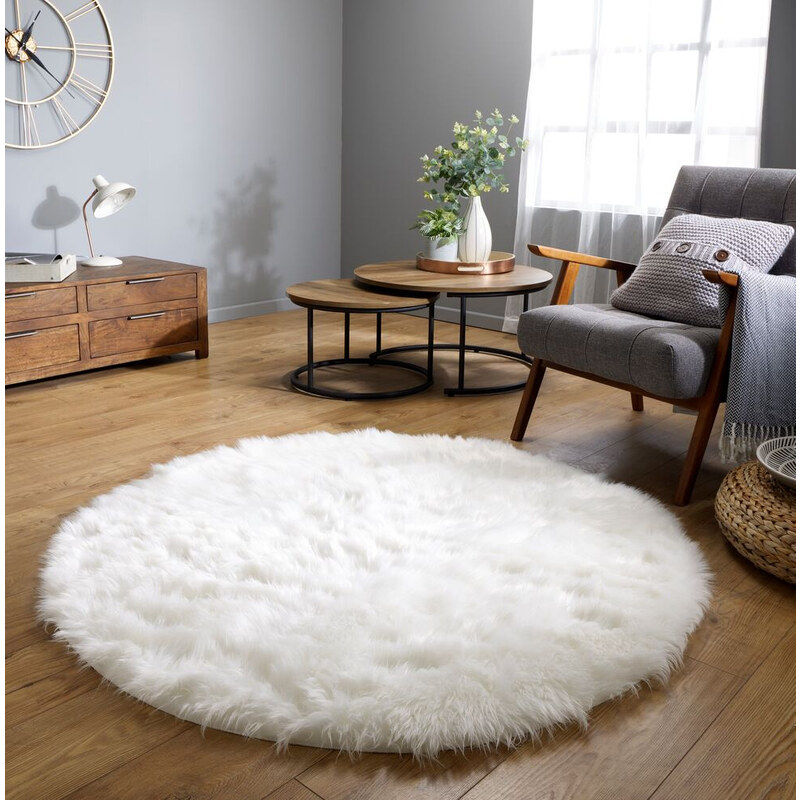 Flair Rugs koberce Kusový koberec Faux Fur Sheepskin Ivory kruh - 120x120 (průměr) kruh cm