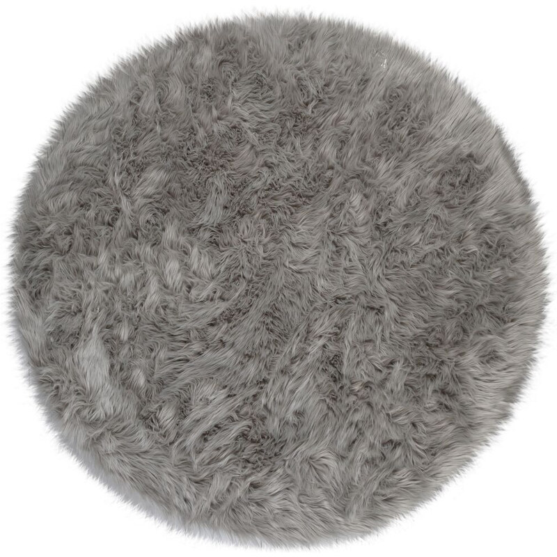 Flair Rugs koberce AKCE: 120x120 (průměr) kruh cm Kusový koberec Faux Fur Sheepskin Grey kruh - 120x120 (průměr) kruh cm