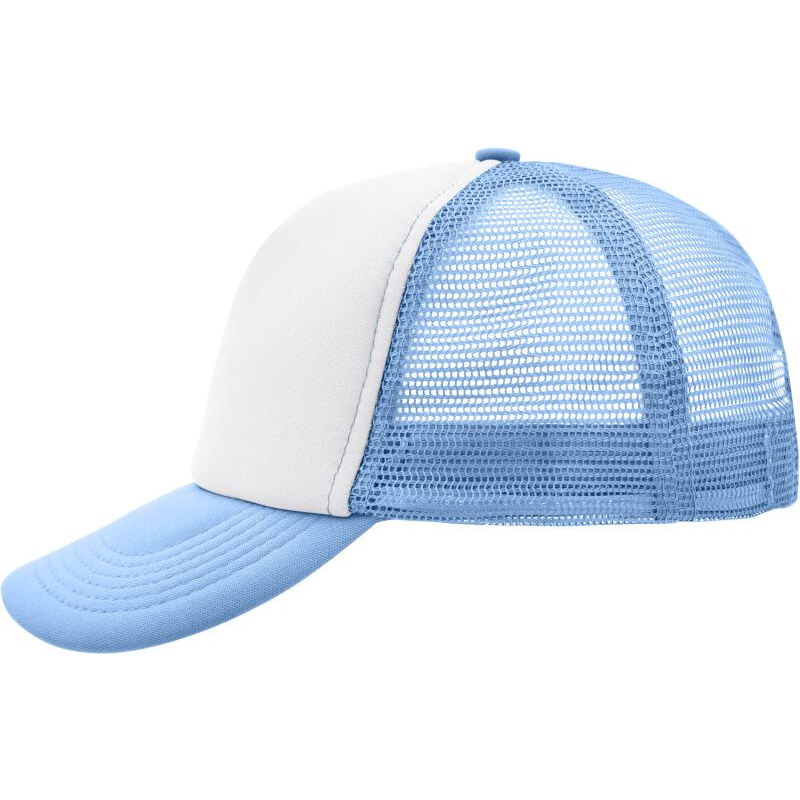 Myrtle Beach Kšiltovka 5 Panel Polyester Mesh Cap Myrtle Beach (MB070) Bílá / Světlá modrá