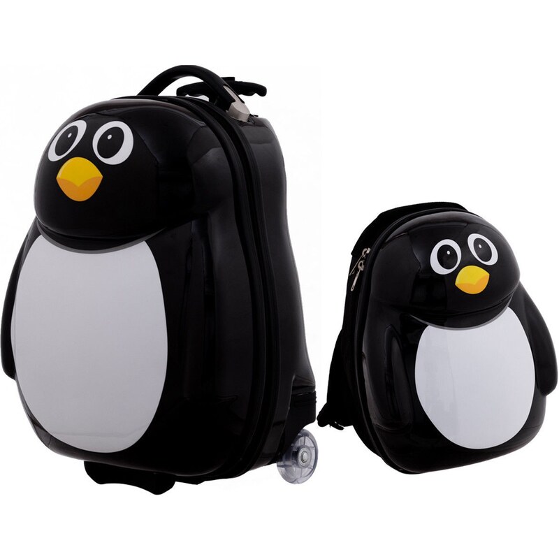 Rogal Černý dětský kufr + batoh "Penguin" - vel. M