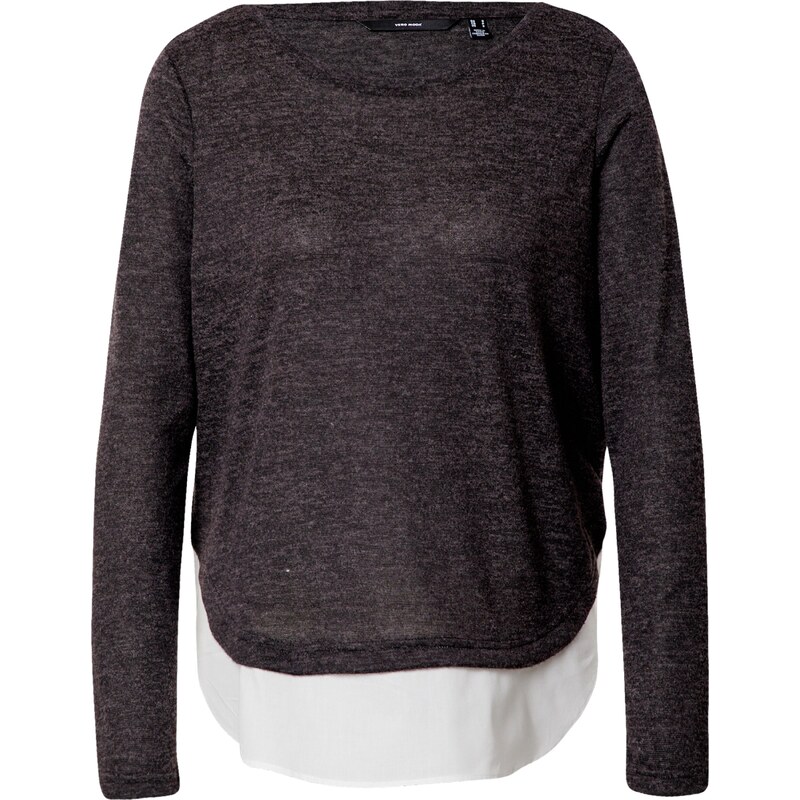 VERO MODA Svetr BIRGIT tmavě šedá / bílá