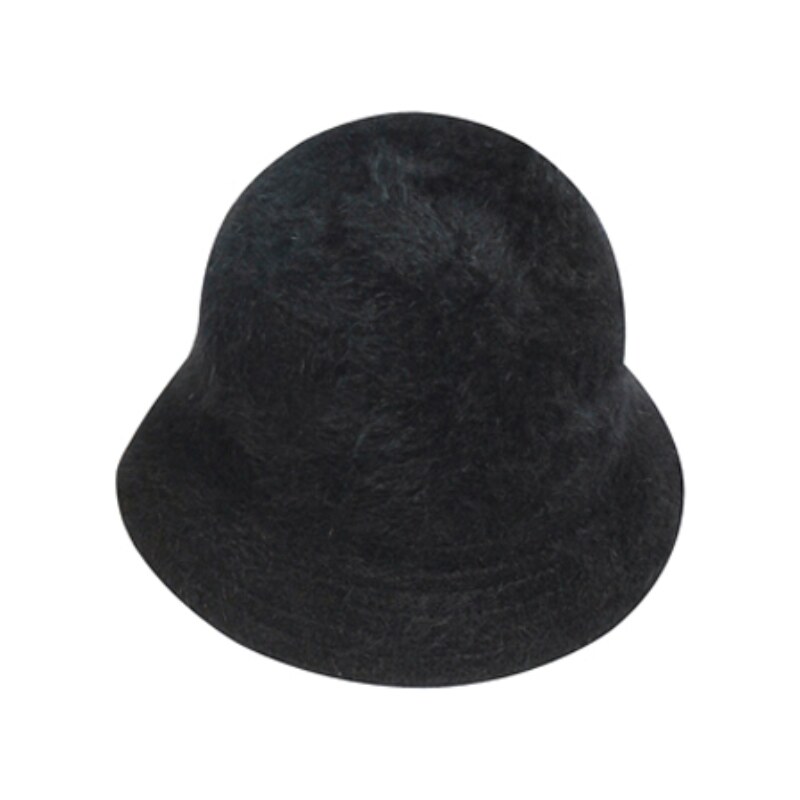 Fiebig Chlupatý černý angorový klobouček - Bucket Hat