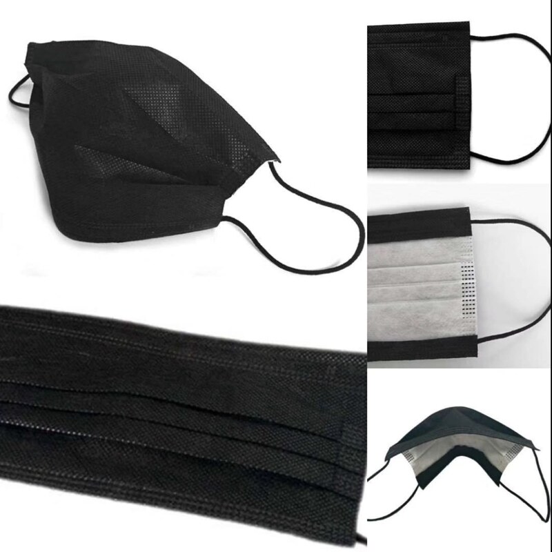 V&V Ochranná rouška z netkané textilie 3 - vrstvá, černá