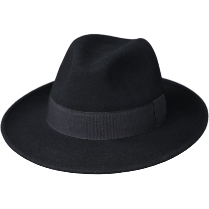 Fiebig Černý klobouk plstěný - černý s černou stuhou - Bogart