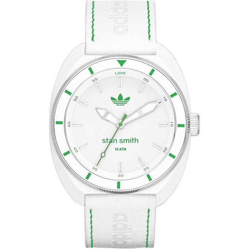 adidas Originals Bílé unisex hodinky se zelenými číslicemi adidas Stan Smith