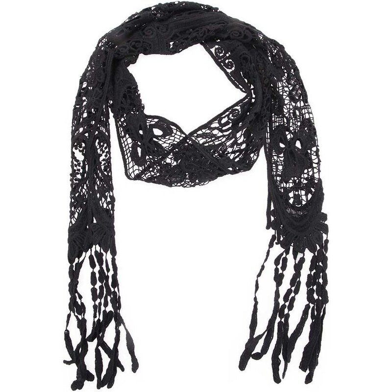 Černý bavlněný háčkovaný šátek Fraas