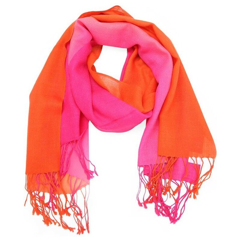 Oranžovo-růžový vlněný šátek Fraas
