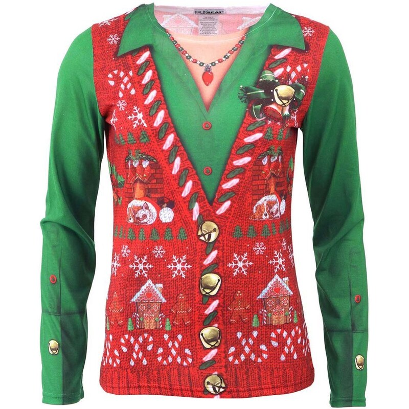 Dámské tričko s potiskem Faux Real Ugly Christmas Vest