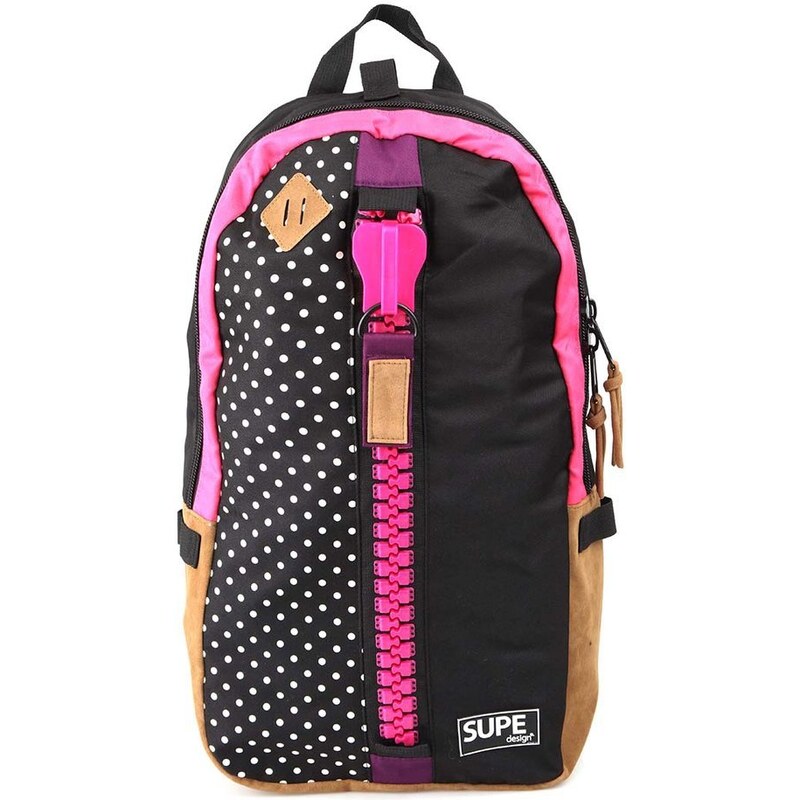 Černo-růžový puntíkovaný batoh SUPE design