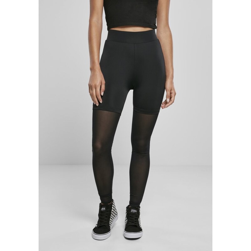 Černé dámské legíny Urban Classics High Waist Transparent Tech Mesh