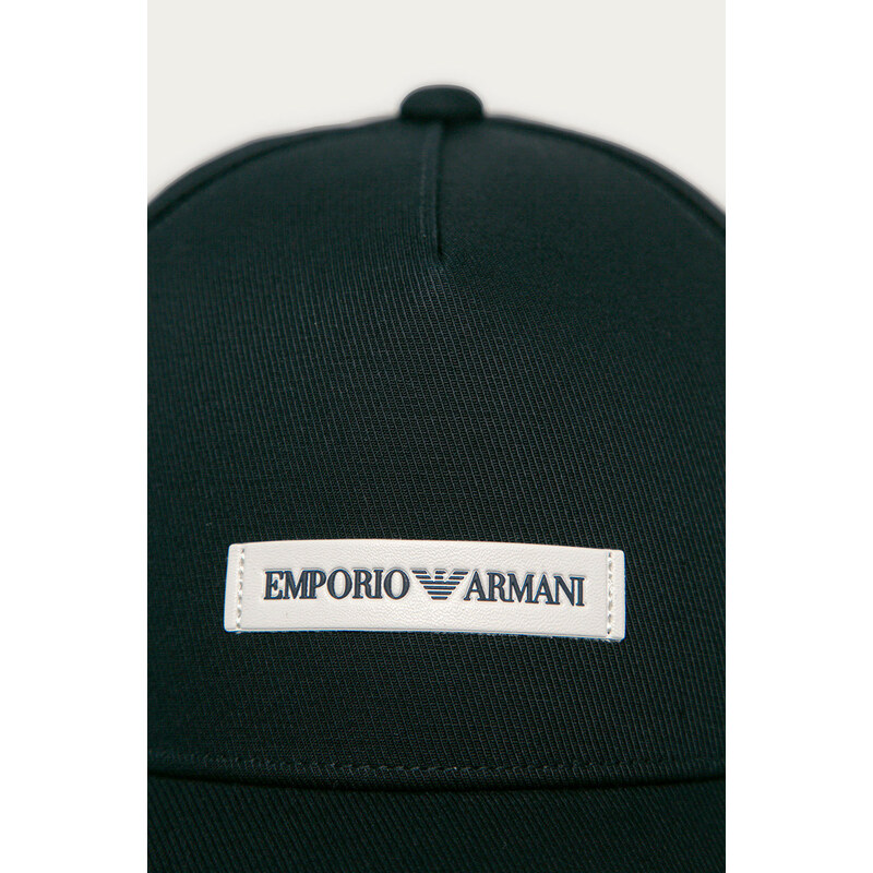 Bavlněná baseballová čepice Emporio Armani tmavomodrá barva, s aplikací, 627921 CC991