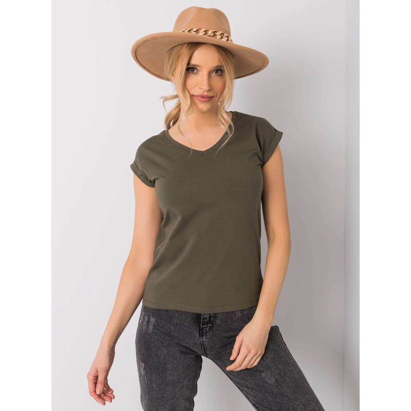 Fashionhunters Khaki basic dámské tričko