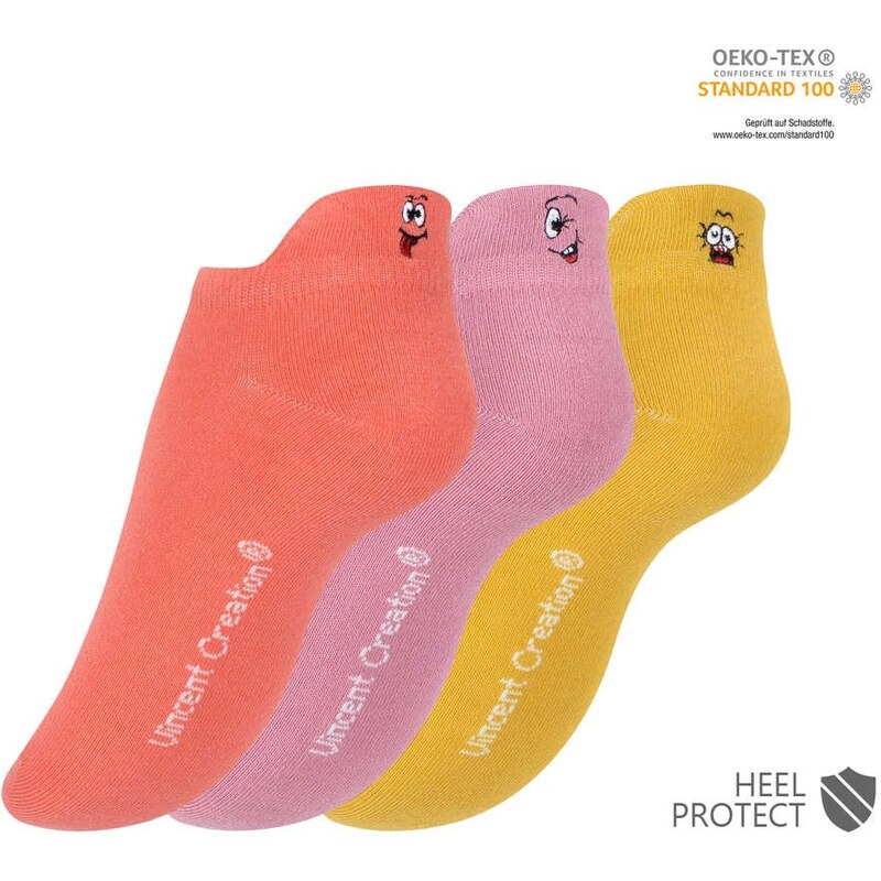 Vincent Creation Ponožky dámské kotníčkové s výšivkou - 3 páry