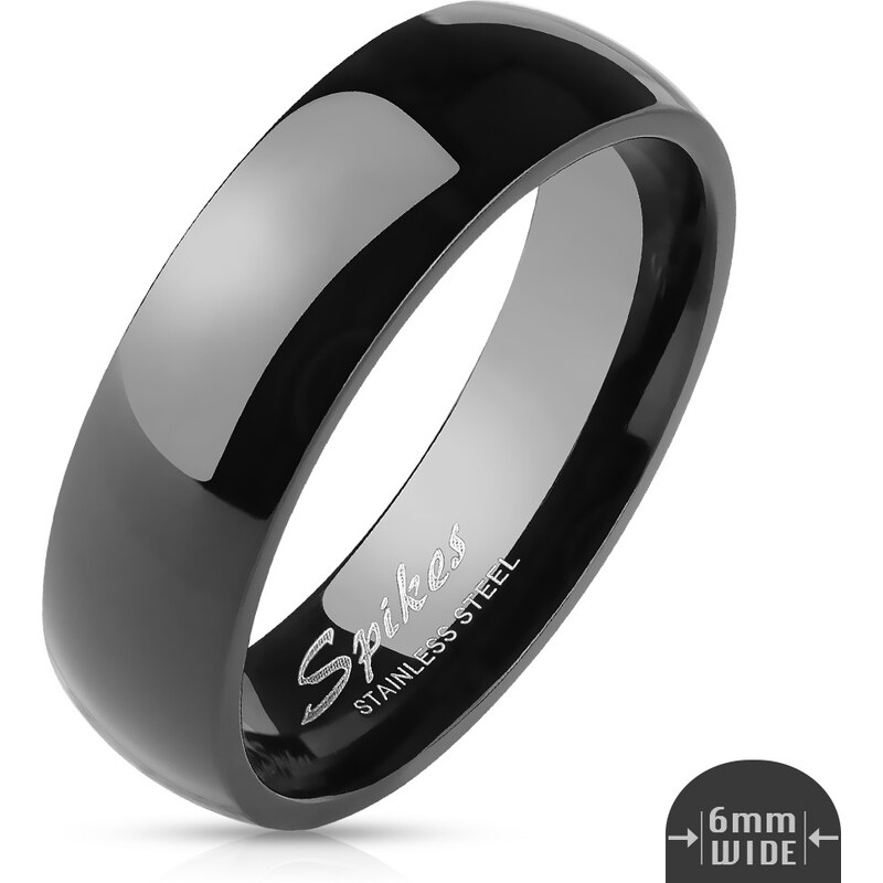 Atreya Personalizovaný šperk Černý lesklý ocelový prsten
