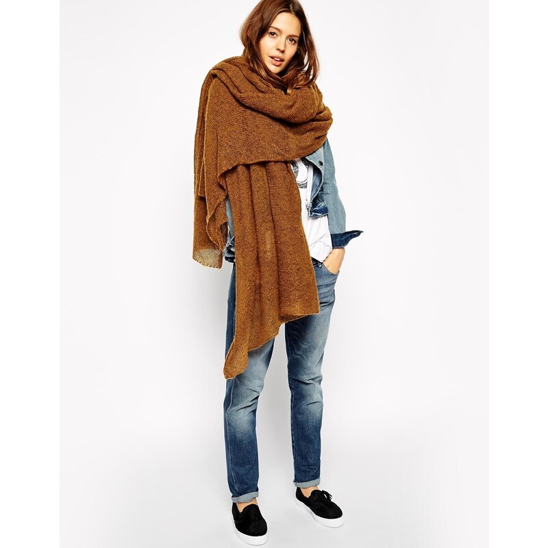 ASOS Oversized Knit Scarf - Brown
