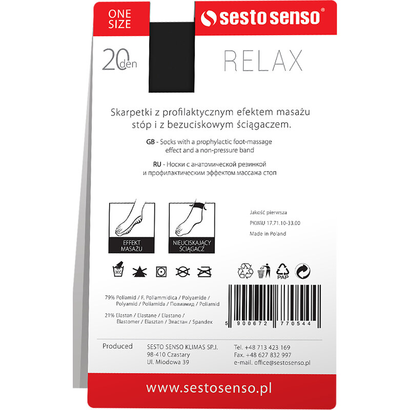 SESTO SENSO Ponožky RELAX 20D