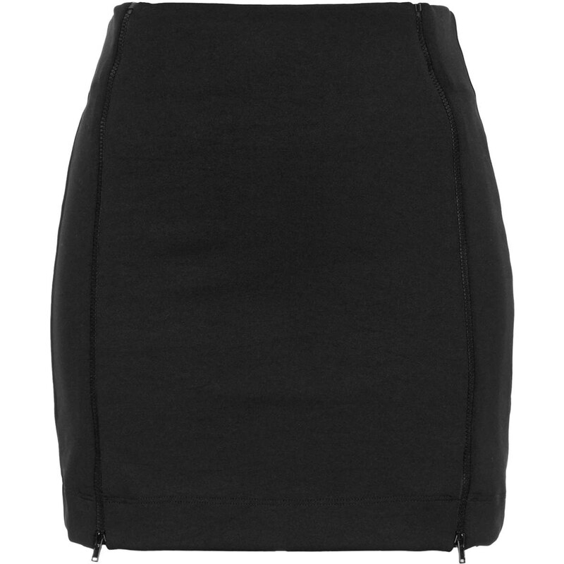 Topshop Black Double Zip Mini Skirt