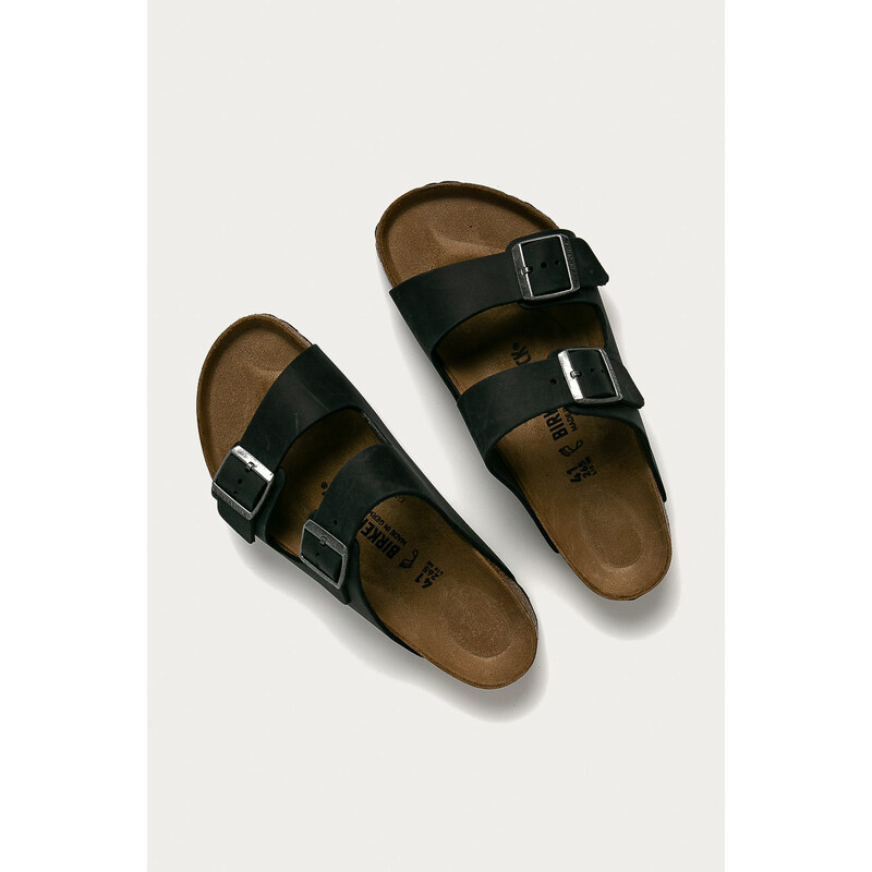 Nubukové pantofle Birkenstock Arizona černá barva