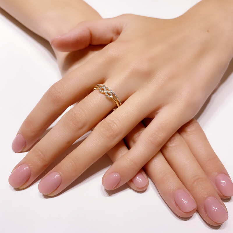 Lillian Vassago Zlatý prsten posázený zirkony LLV46-GR018