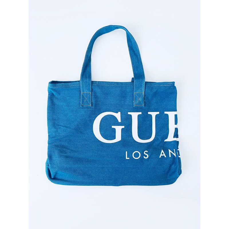 Guess Los Angeles 1981 Denim Blue stylová riflová taška Modrá - GLAMI.cz