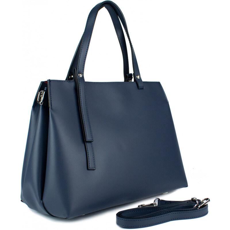 GIOSTRA Italská kožená kabelka Alina Medium Tmavě modrá