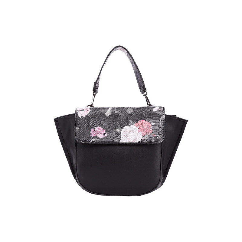 ELOAS Květinová dámská taška s klopou černá