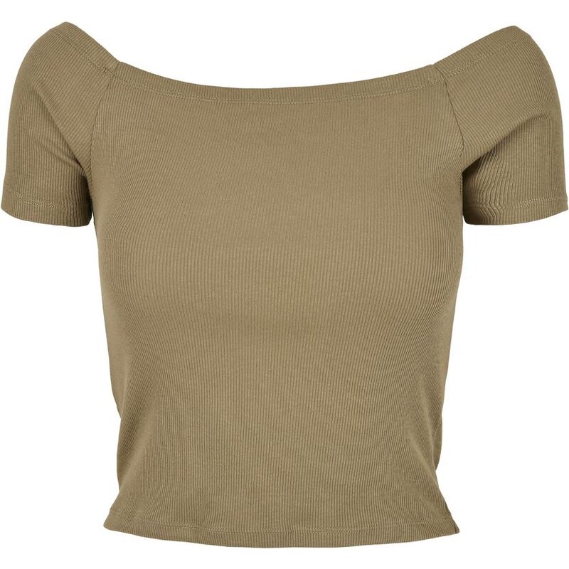 UC Ladies Dámské triko v khaki barvě s vypnutým ramenem