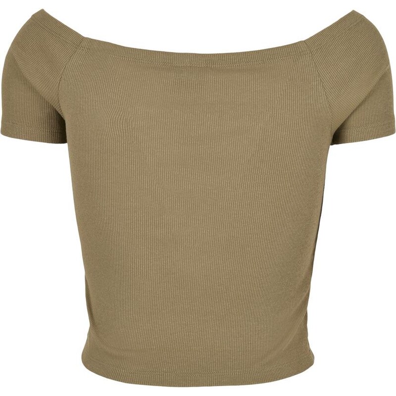 UC Ladies Dámské triko v khaki barvě s vypnutým ramenem